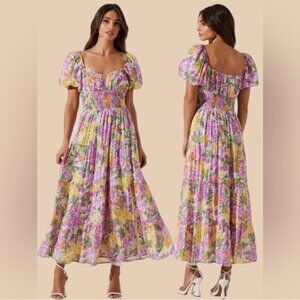 ASTR the Label Women's Florentina Puff-Sleeve Maxi Dress Pink Multi Color Floral